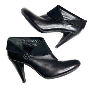 Coach Annika Heeled Leather Ankle Bootie A3506 Fold-Over Suede Cuff 8.5B